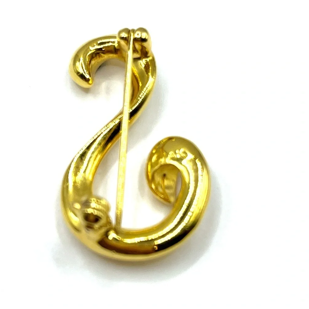 Letter Initial S Cursive Gold Brooch for Women First Name Last Name